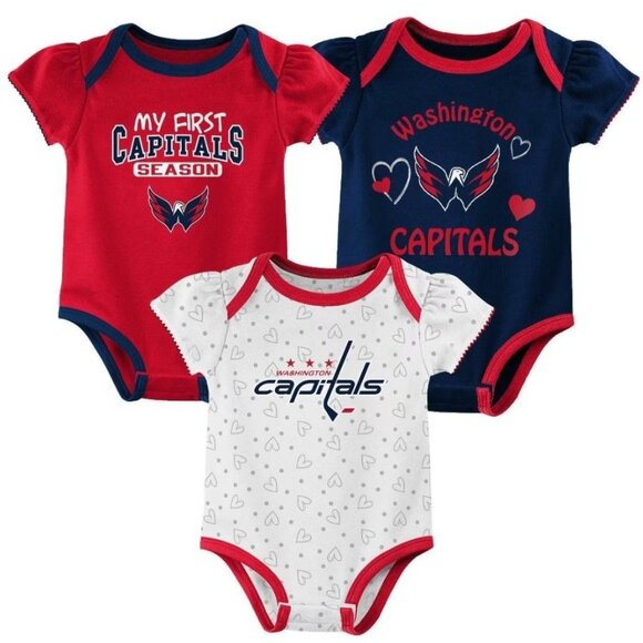 NHL Washington Capitals Baby Girls' Winning Goal 3pk Bodysuit Set - 3-6M - Picture 1 of 3